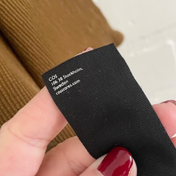 COS Blouse Half sleeve Ribbed Faux wrap Maroon/Green/Ocre Lagenlook V neck Sz L - Picture 11 of 14